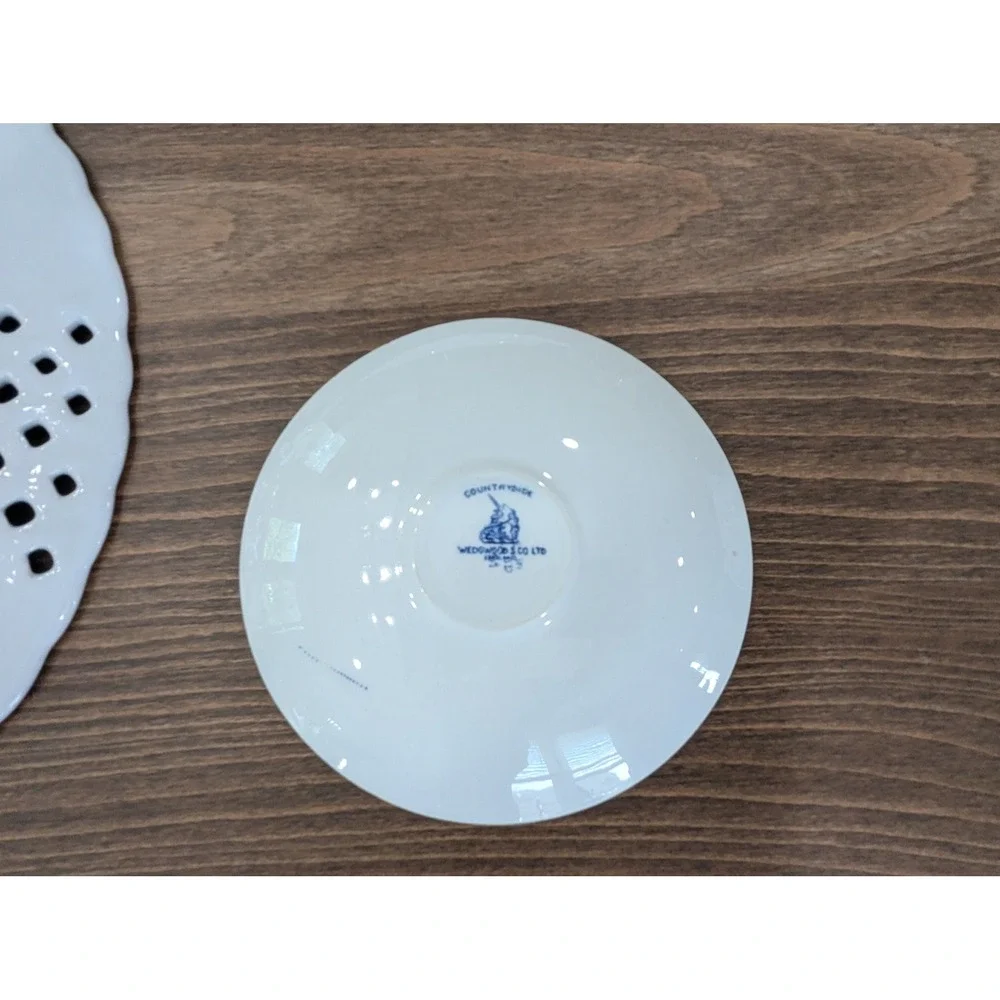 Vintage Blue White Transferware Plate Wall Gallery Set 8pc Mixed Sizes Cobalt